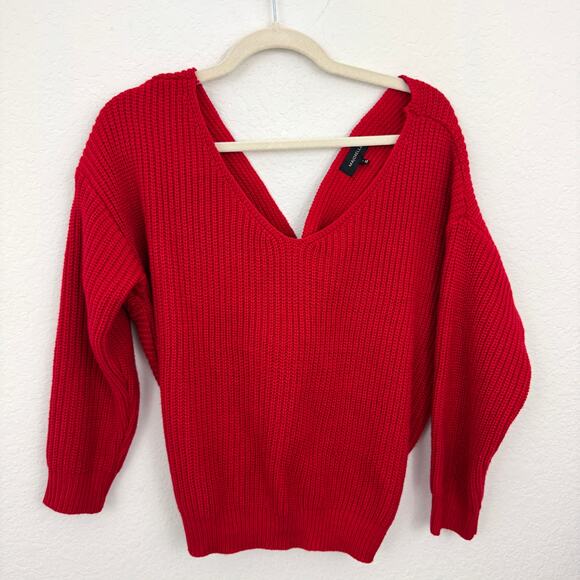 Revolve Majorelle Womens Cross Twist Back Sweater Size S Knit Open Back Red - Picture 1 of 8